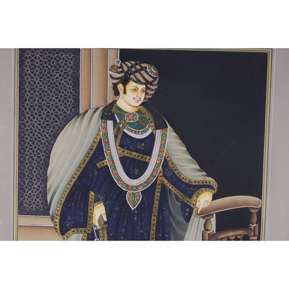 Vintage PAIR Rajasthani Miniature Art Painting on Paper, Punjabi wall art to - Picture 7 of 10